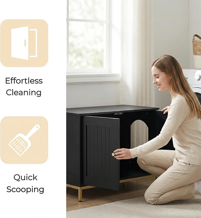 Homhedy Cat Litter Box Enclosure, Cat Washroom Furniture - Image 3