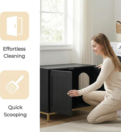 Homhedy Cat Litter Box Enclosure, Cat Washroom Furniture - Image 3