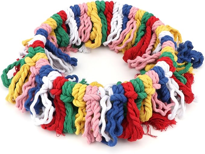 Wontee Bird Rope Chewing Toys Parrot Cage Bite Toys Colorful Hanging Ring Swing - Image 7