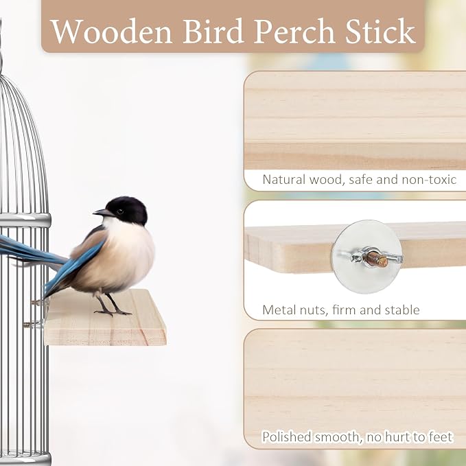 2PCS Bird Perch Platform Flat, 5.9 × 3.14 Inches Bird Cage Platform Birds Perch - Image 3