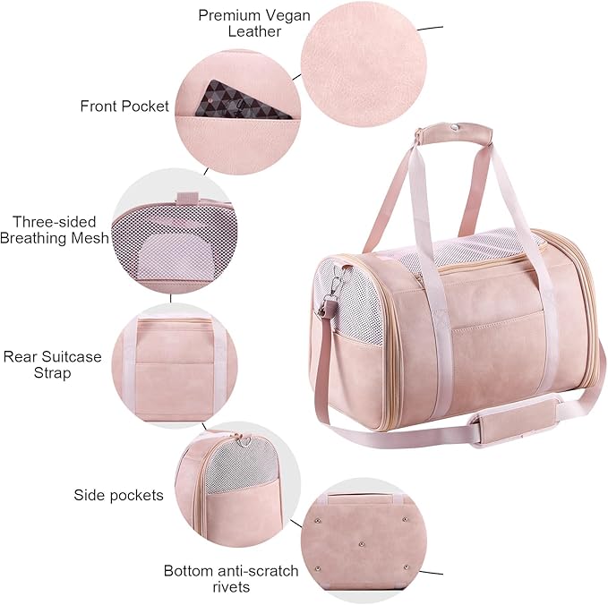 Fashion Leather Dog Carrier Cat Carrier Airline Approved Pet Carrier - Image 4