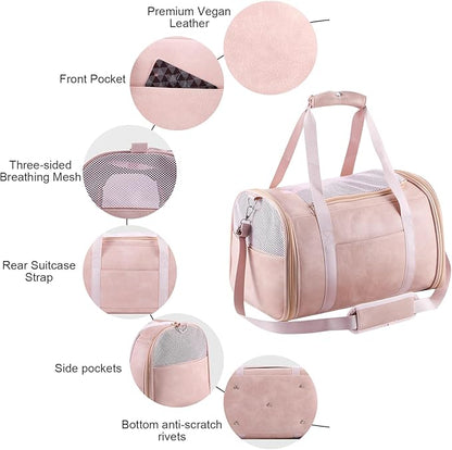Fashion Leather Dog Carrier Cat Carrier Airline Approved Pet Carrier - Image 4