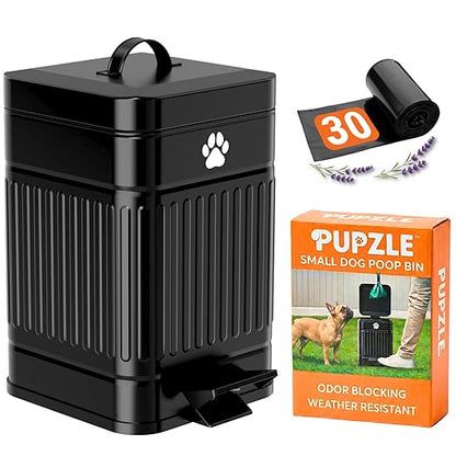Pupzle Small Dog Poop Trash Can Outside, 1.3 Gal Metal Dog Waste Trash Can by Pupzle