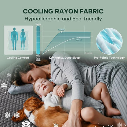 OhGeni 100% Waterproof Mattress Protector, Twin-Gray Size Mattress Pad - Image 3