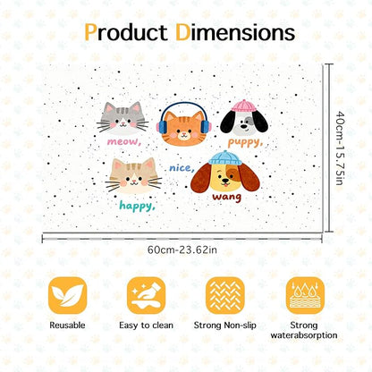Pet Feeding Mat 24x16 inch Cat and Dog Print Meal Pad Non Slip Floor Mat - Image 6