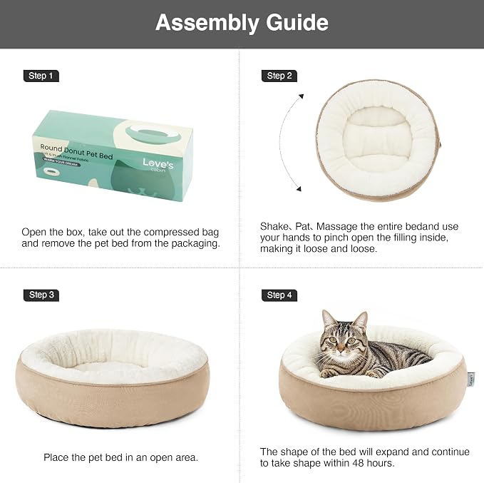Love's cabin Round Donut Cat and Dog Cushion Bed, 20in Pet Bed - Image 9