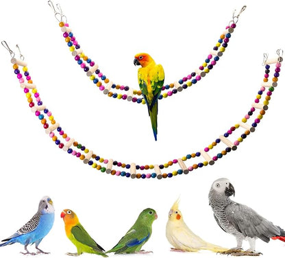 PINVNBY 2 PCS Extra Large Bird Ladder Toys, Wooden Parakeet Swing Toys by PINVNBY