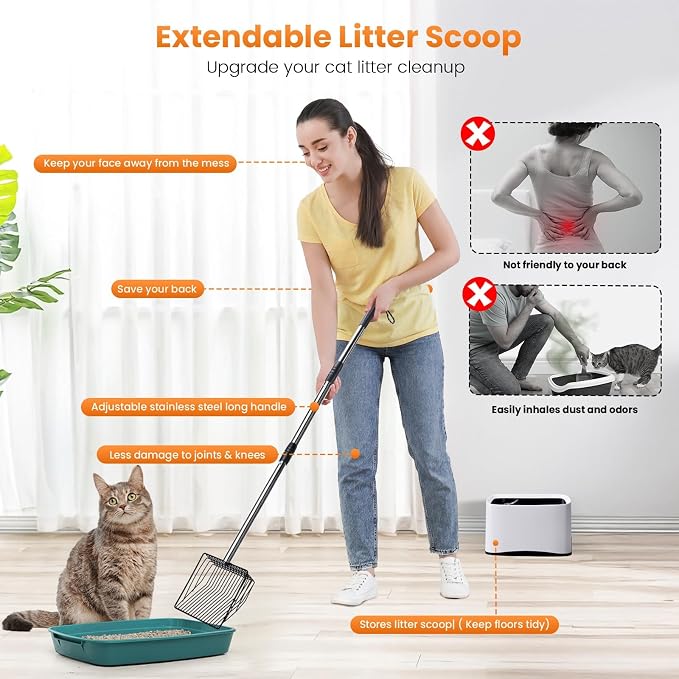 Metal Cat Litter Scoop with Holder, Solid & Durable, Deep Shovel - Image 3