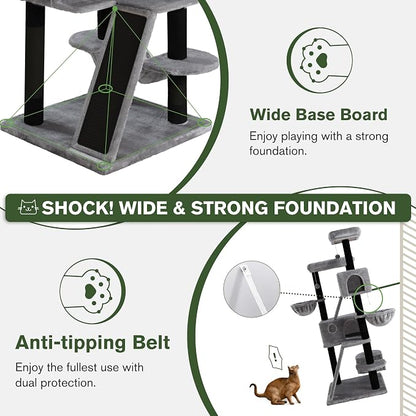 MUTICOR 66 Inches Multi-Level Large Cat Tree Tower - Image 6