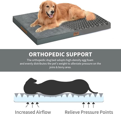 Plush Dog Bed for Medium Dogs, Waterproof Dog Crate Mat Orthopedic Egg Crate - Image 5