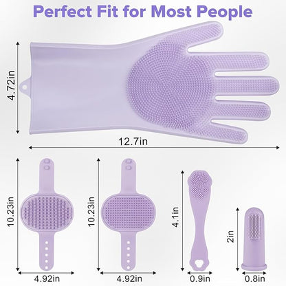 6PCS Pet Grooming Kit for Dogs, Cats and Horses | Dog Washing Gloves | Dog Bath - Image 7
