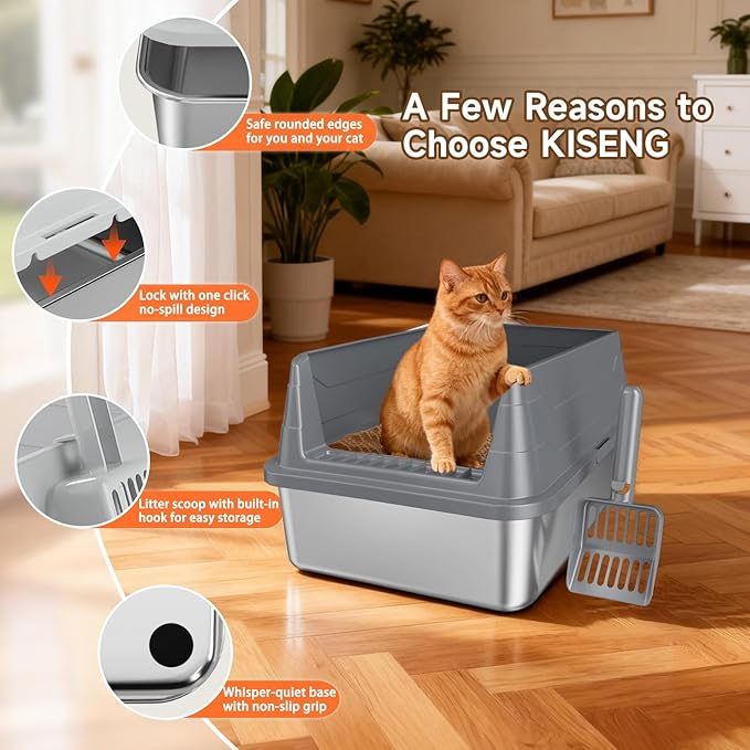 Stainless Steel Cat Litter Box, Odor Free Metal Litter Box - Image 7
