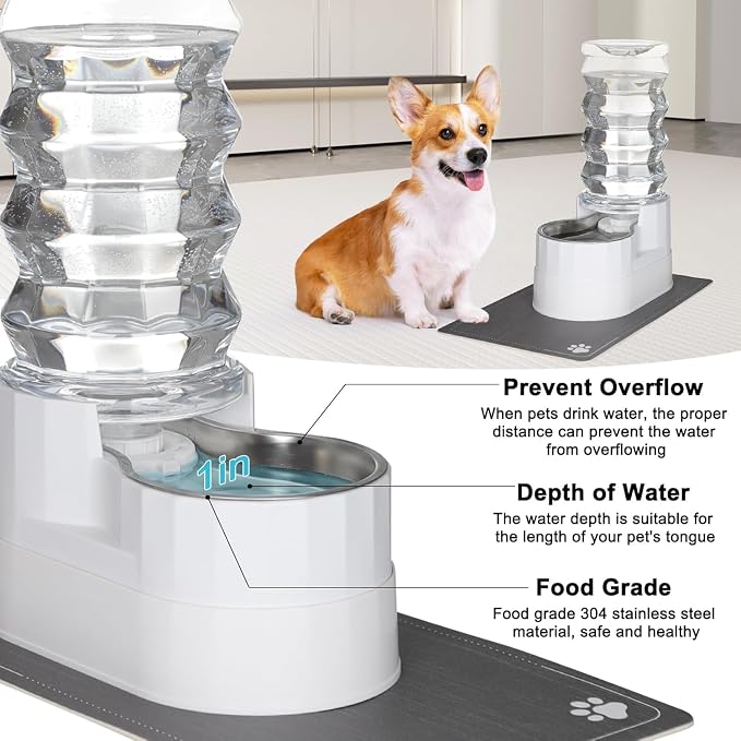 RIZZARI Large Water Dispenser for Dogs: 9L Automatic Stainless Steel Gravity - Image 5