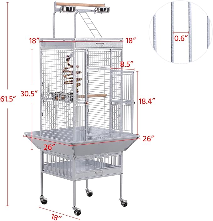 Yaheetech Wrought Iron Bird Cages, Play Top Large Aviary - Image 2