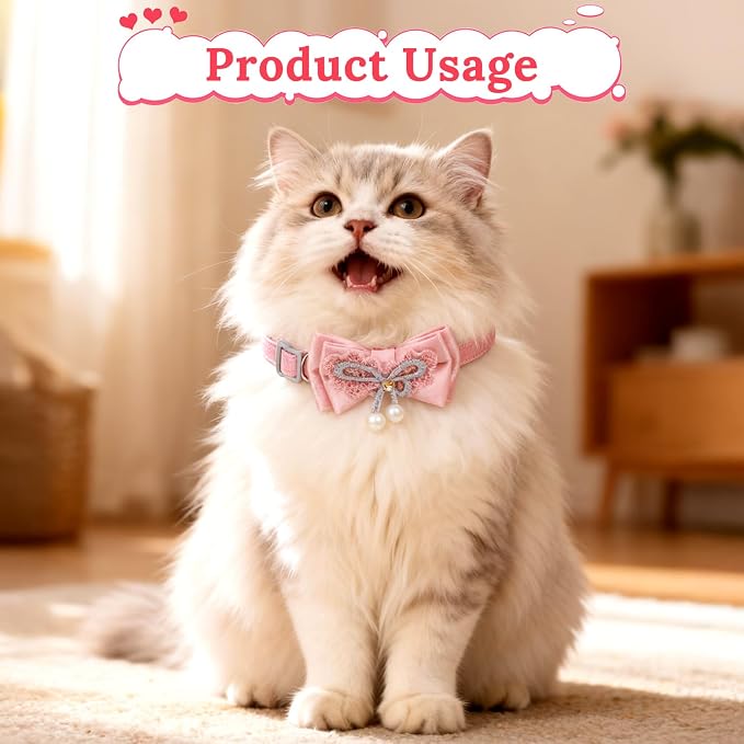 Jeffdad 4 PCS Cute Pearl Cat Collar - Image 5