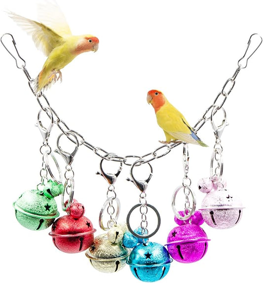 Oooct Bird Swing Bells Toys, Colorful Parrot Metal Bells, Hanging Bird Chewing by Oooct