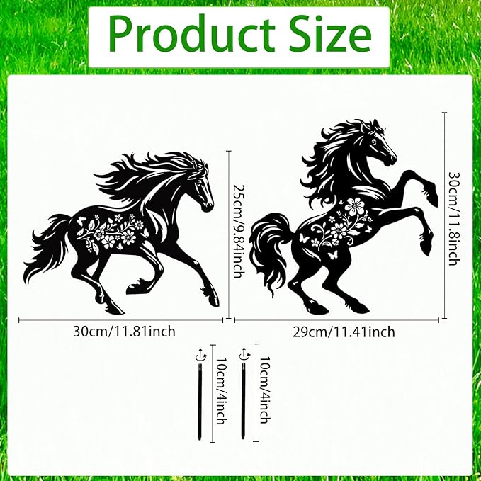 Horse Metal Garden Stakes Yard Decor, Lawn Ornaments Outdoor, Yard Art - Image 2