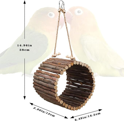 Natural Apple Wood Parrot Hammock & Tree Caves - Image 6