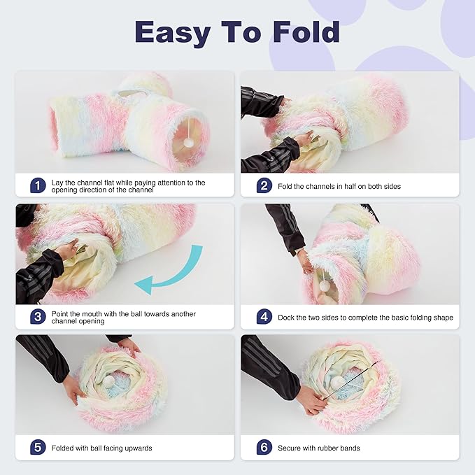 Tempcore Plush Pet Cat Tunnel Tube Cat Toys 3 Way Collapsible, Tunnels - Image 4