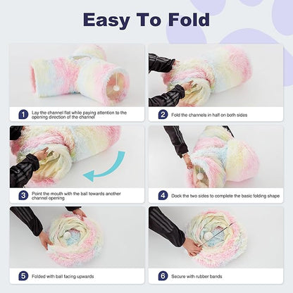 Tempcore Plush Pet Cat Tunnel Tube Cat Toys 3 Way Collapsible, Tunnels - Image 4
