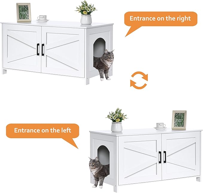 Homhedy 39.4" L Cat Litter Box Enclosure, Pet House - Image 7