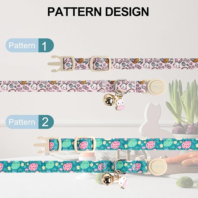 Lionet Paws 2pcs Pack Easter Cotton Cat Collar, Breakaway Buckle - Image 3