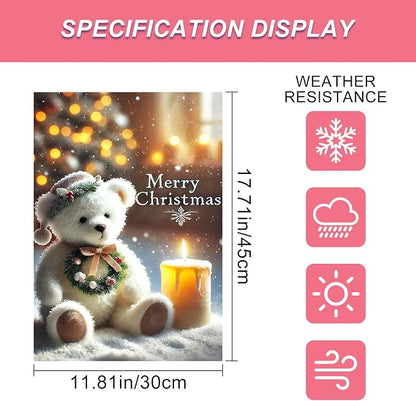 Christmas Garden Flag 12x18 Inch Merry Christmas Bear Flag Double Sided Holiday - Image 3