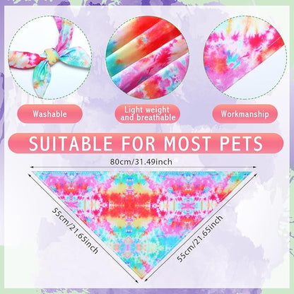 Silkfly 50 Pcs Summer Tie Dye Dog Bandanas Bulk Pet Scarf Grooming Salon - Image 2