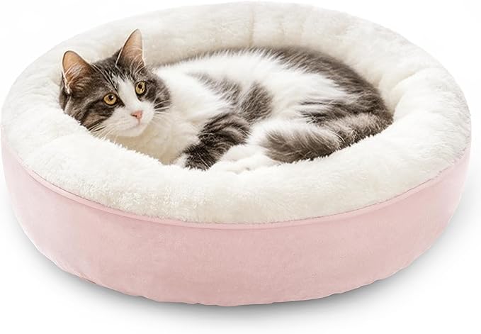 Love's cabin Round Donut Cat and Dog Cushion Bed, 20in Pet Bed by Lovescabin