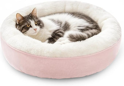Love's cabin Round Donut Cat and Dog Cushion Bed, 20in Pet Bed by Lovescabin