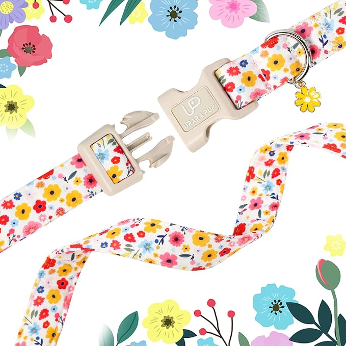 Floral Dog Collar, UP URARA PUP Colorful Floral Adjustable Pet Collar - Image 4