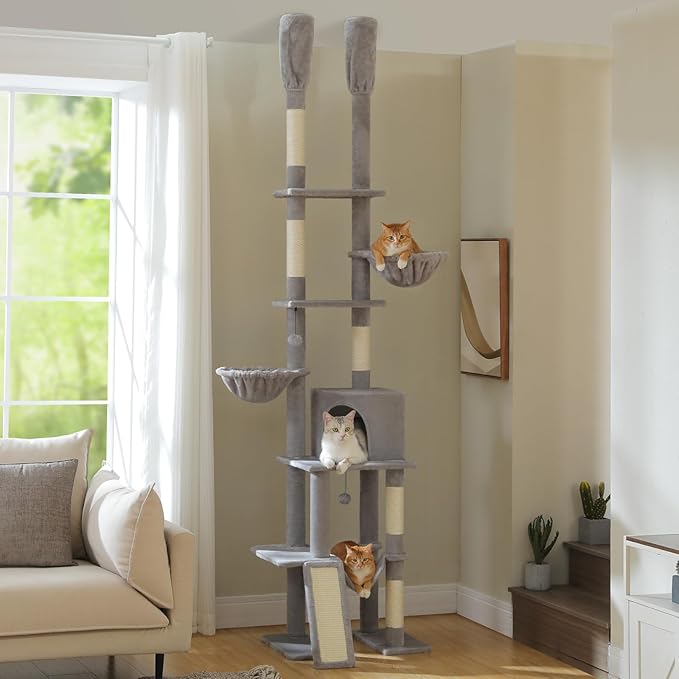 PAWZ Road Tall Cat Tree, Floor to Ceiling Cat Tower by PAWZRoad
