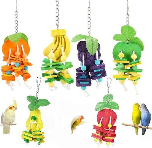 Natural Wood Parrot Toys Set of 6 Pieces by Unknown
