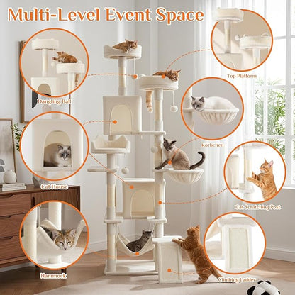DUMOS Tall Cat Tree 75 Inch, Large Multi-Level Cat Tree Tower - Image 3