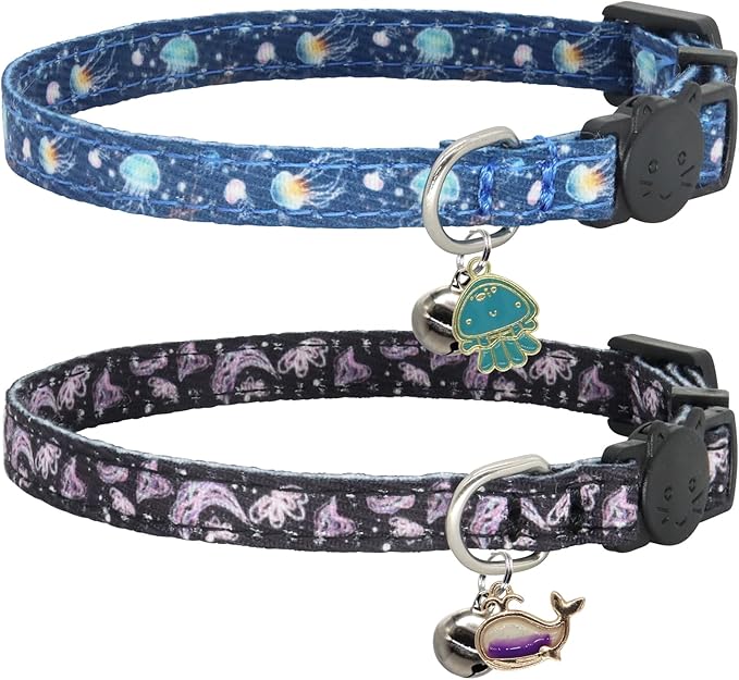 Cat Collar Breakaway, 2 Pack Cotton Cats Collars by Giecooh