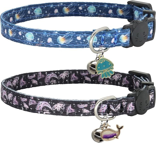Cat Collar Breakaway, 2 Pack Cotton Cats Collars by Giecooh
