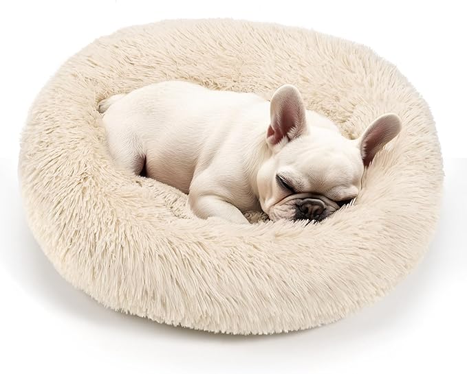 Dogs Bed for Small Dogs, Anti-Anxiety Washable Round Bed by Hoewina