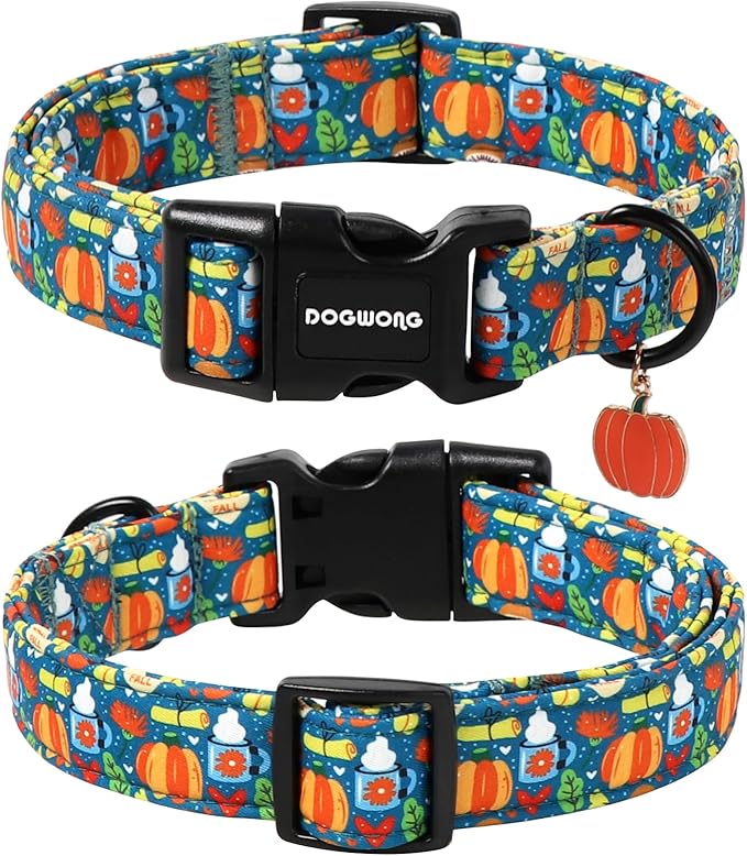 DOGWONG Fall Pumpkin Dog Collar, Fall Maple Leaf Dog Collars Adjustable - Image 2