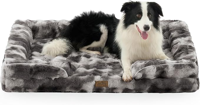 Self Warming Dog Bed for Large Size Dog, Faux Fur Orthopedic Puppy Sofa by COZYKISS