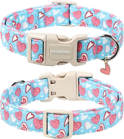 DOGWONG Blue Heart Dog Collar, Cute Valentine Collar, Valentine's Day Dog Collar - Image 2
