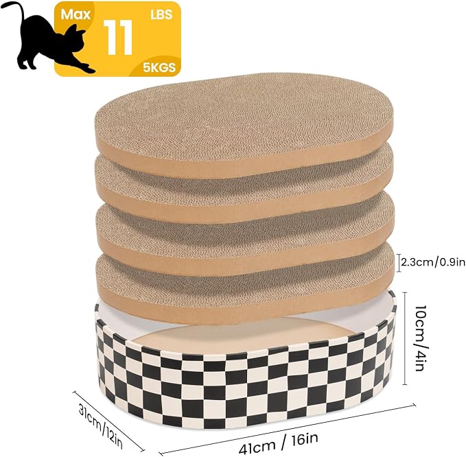 Cat Scratcher Box with 4 Cat Scratching Board Reversible Scratch Pad, Heavy - Image 8