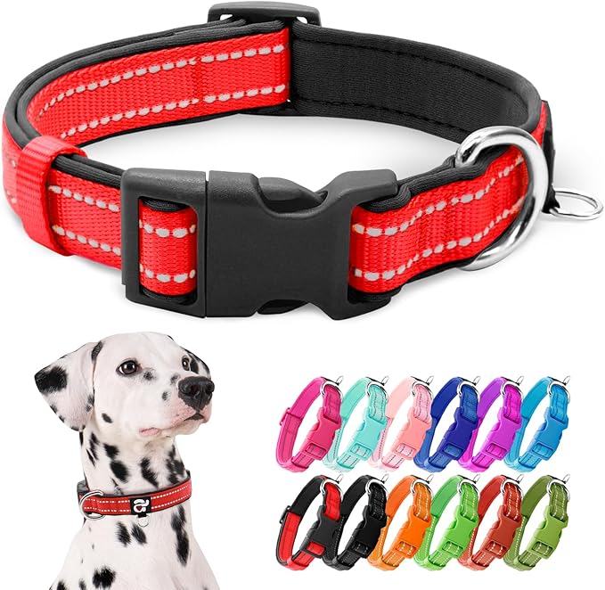 azuza Reflective Dog Collar, Soft Neoprene Padded Pet Collar by azuza