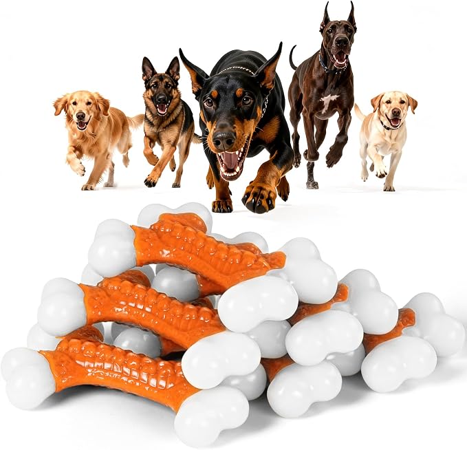 6-Pack Dog Toys for Aggressive Chewers Large Breed, Tough Bones, Nylon Puppy by KserooDogToys