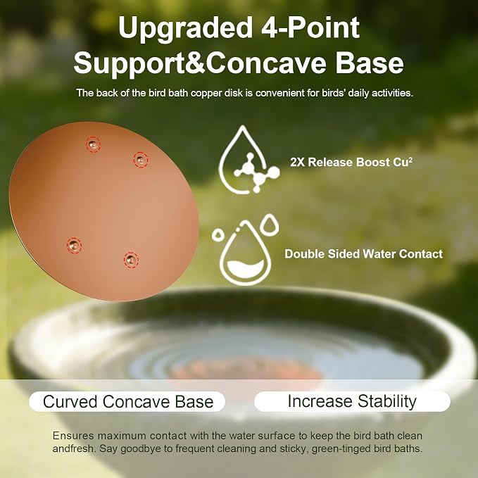 2-Pack Upgraded Bird Bath Copper Disks, 0.8mm Reinforced 99.99% Pure Copper - Image 4