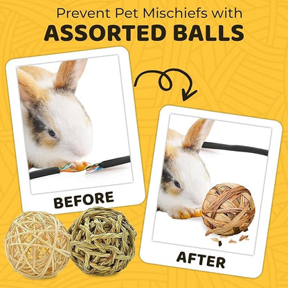 SunGrow Assorted Rabbit & Cat Chew Balls, Teething Activity Toy - Image 4