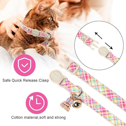 DOGWONG 2 Pack Easter Day Cat Collar Breakaway, Safety Adjustable Easter Plaid - Image 3