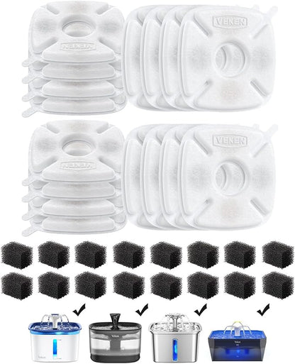 Veken Cat Water Fountain Filter, Classic 16 Pack Replacement Filters & 16 Pack by Veken