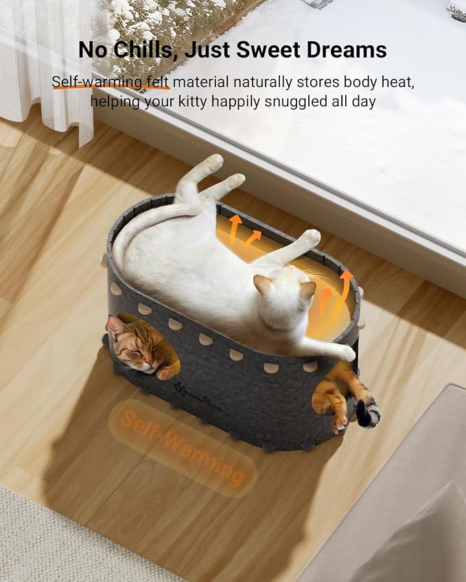 DownyPaws Cat House for Indoor Cats, Cat Bed Cave for Multiple & Large Cats Up - Image 3