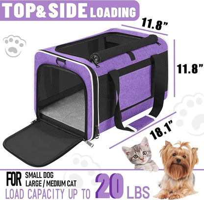 Pet Carrier for Large Cat 20 lbs+ / Soft Sided Small Dog 12 Pounds Travel Crate - Image 2