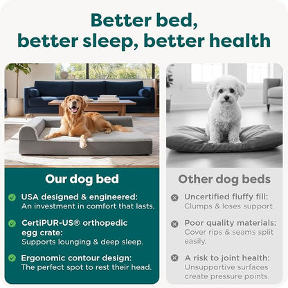 FurHaven Orthopedic Dog Bed for Large Dogs, L-Shaped Chaise Contour Mattress - Image 7